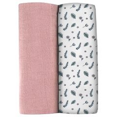 Lot de 2 langes en coton bio 120 x 120 cm