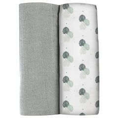 Lot de 2 langes en coton bio 120 x 120 cm