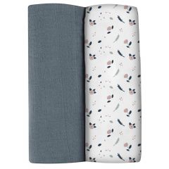 Lot de 2 langes en coton bio 120 x 120 cm