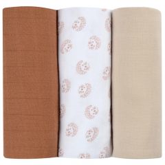 Lot de 3 langes en coton bio 70 x 70 cm