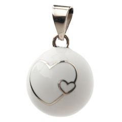 Bola résine blanche Grand coeur, petit coeur