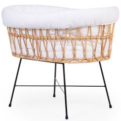 Berceau en rotin avec pieds en métal noir + matelas et housse 90 x 50 x 71 cm