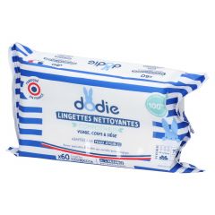 Lingettes nettoyantes dermo-apaisantes 3-en-1 - 60 pcs