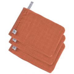 Lot de 3 gants de toilette en mousseline