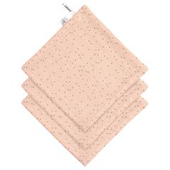 Lot de 3 gants de toilette en mousseline / terry