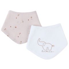 Set 2 bavoirs bandana éponge & mousseline Bali - Bali, Moka & Snow