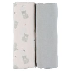 Set de 2 langes 100x100 cm mousseline - Fluffy, Orso & Lily