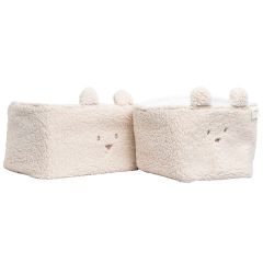 Set de 2 corbeilles de rangement en tissu teddy