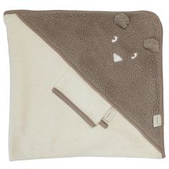 Sortie de bain + gant en tissu teddy