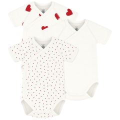 Body croisé manches courtes Cœurs 0m 3 pcs