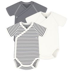 Body croisé manches courtes Rayures 12m 3 pcs