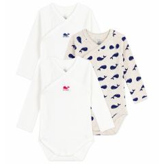 Body croisé manches longues Baleine 12m 3 pcs