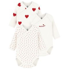 Body croisé manches longues Cœurs 0m 3 pcs