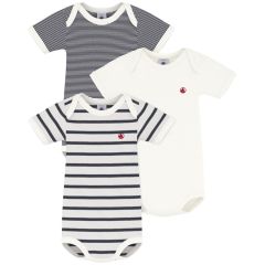 Body manches courtes Rayures 24m 3 pcs