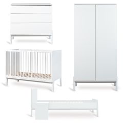 Chambre bébé Ashi : lit 60 x 120 cm + commode + armoire 2 portes + kit Junior