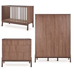 Chambre bébé Ashi : lit 60 x 120 cm + commode + armoire XL 3 portes