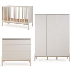Chambre bébé Ashi : lit 60 x 120 cm + commode + armoire XL 3 portes