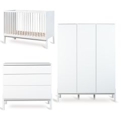 Chambre bébé Ashi : lit 60 x 120 cm + commode + armoire XL 3 portes