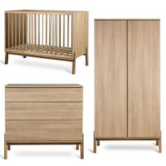 Chambre bébé Ashi : lit 60 x 120 cm + commode + armoire 2 portes
