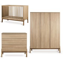 Chambre bébé Ashi : lit 60 x 120 cm + commode + armoire XL 3 portes