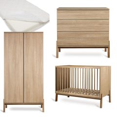 Chambre bébé Ashi : lit 60 x 120 cm + matelas + commode + armoire 2 portes