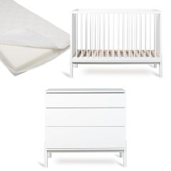 Chambre bébé Ashi : lit 60 x 120 cm + matelas + commode
