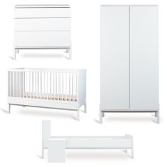 Chambre bébé Ashi : lit 70 x 140 cm + commode + armoire 2 portes + kit Junior