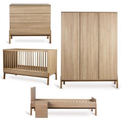 Chambre bébé Ashi : lit 70 x 140 cm + commode + armoire XL 3 portes + kit Junior