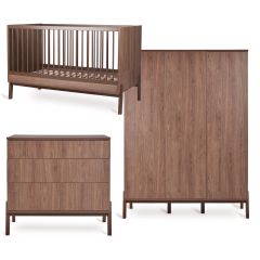 Chambre bébé Ashi : lit 70 x 140 cm + commode + armoire XL 3 portes