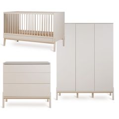 Chambre bébé Ashi : lit 70 x 140 cm + commode + armoire XL 3 portes