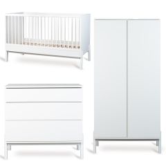 Chambre bébé Ashi : lit 70 x 140 cm + commode + armoire 2 portes