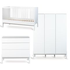 Chambre bébé Ashi : lit 70 x 140 cm + commode + armoire XL 3 portes