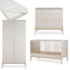Chambre bébé Ashi : lit 70 x 140 cm + matelas + commode + armoire 2 portes