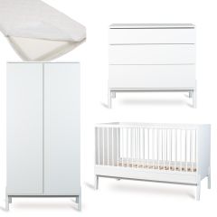 Chambre bébé Ashi : lit 70 x 140 cm + matelas + commode + armoire 2 portes