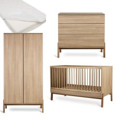 Chambre bébé Ashi : lit 70 x 140 cm + matelas + commode + armoire 2 portes