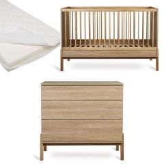 Chambre bébé Ashi : lit 70 x 140 cm + matelas + commode