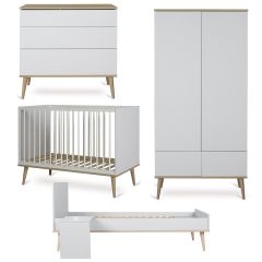 Chambre bébé Flow : lit 60 x 120 cm + commode + armoire 2 portes + kit Junior