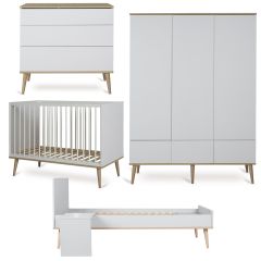 Chambre bébé Flow : lit 60 x 120 cm + commode + armoire XL 3 portes + kit Junior