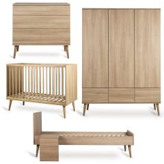 Chambre bébé Flow : lit 60 x 120 cm + commode + armoire XL 3 portes + kit Junior