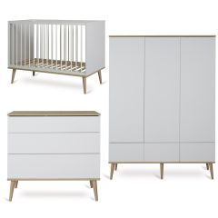 Chambre bébé Flow : lit 60 x 120 cm + commode + armoire XL 3 portes