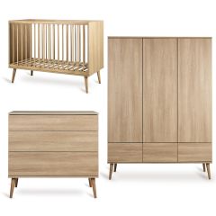 Chambre bébé Flow : lit 60 x 120 cm + commode + armoire XL 3 portes