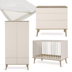 Chambre bébé Flow : lit 60 x 120 cm + matelas + commode + armoire 2 portes
