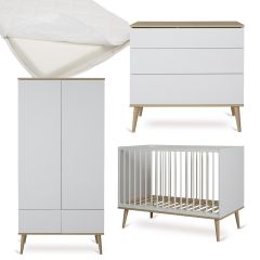 Chambre bébé Flow : lit 60 x 120 cm + matelas + commode + armoire 2 portes