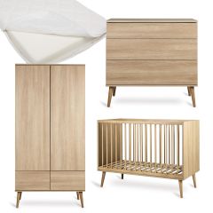 Chambre bébé Flow : lit 60 x 120 cm + matelas + commode + armoire 2 portes