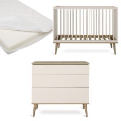 Chambre bébé Flow : lit 60 x 120 cm + matelas + commode