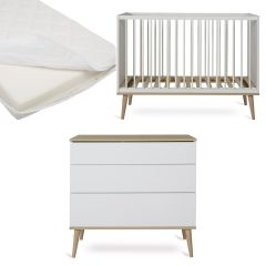 Chambre bébé Flow : lit 60 x 120 cm + matelas + commode