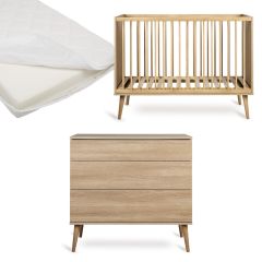 Chambre bébé Flow : lit 60 x 120 cm + matelas + commode