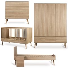 Chambre bébé Flow : lit 70 x 140 cm + commode + armoire XL 3 portes + kit Junior