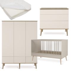 Chambre bébé Flow : lit 70 x 140 cm + matelas + commode + armoire XL 3 portes