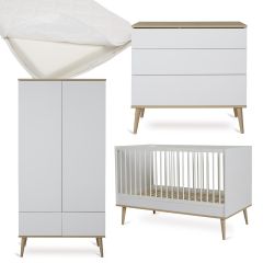 Chambre bébé Flow : lit 70 x 140 cm + matelas + commode + armoire 2 portes